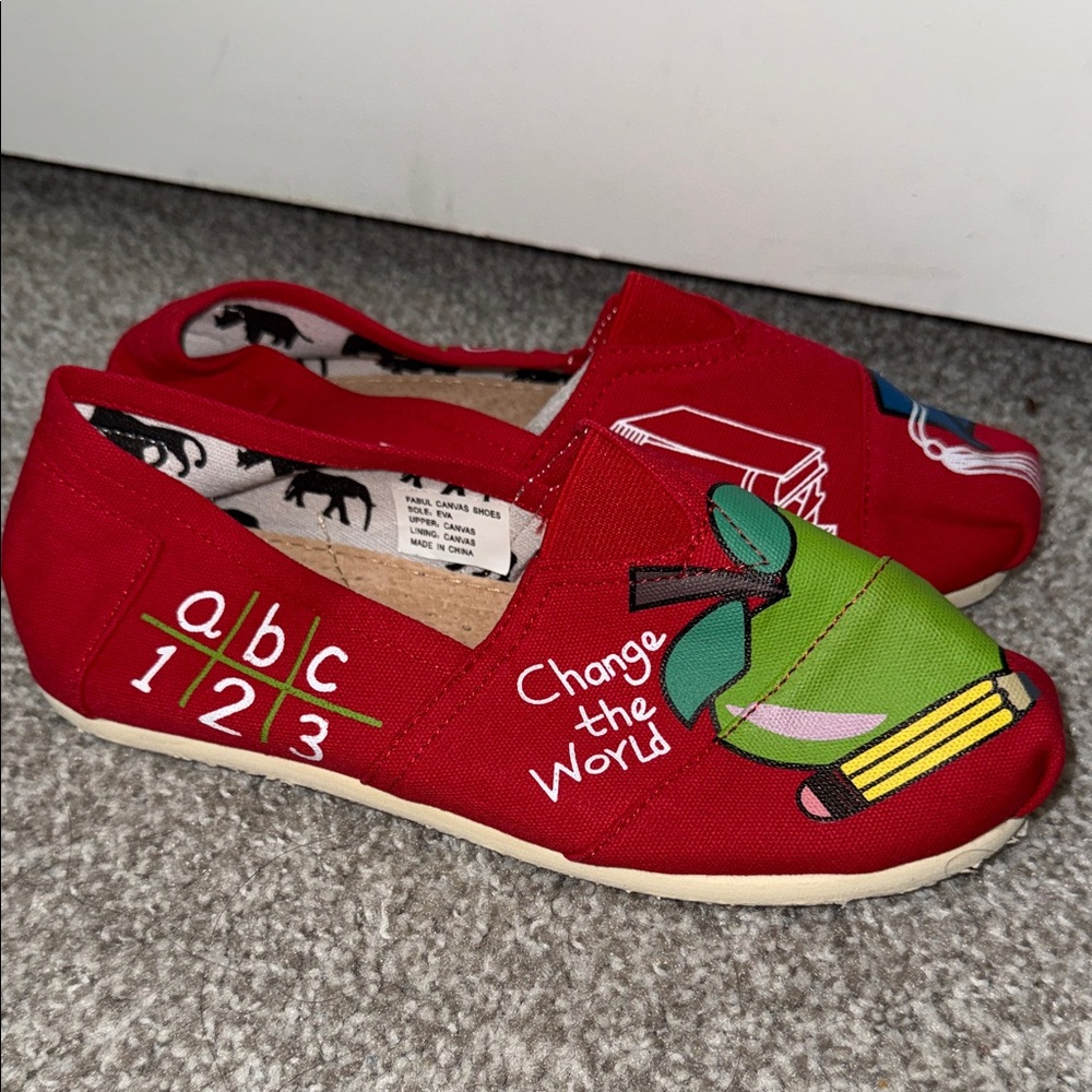 Red Kids Shoes with Educational Design